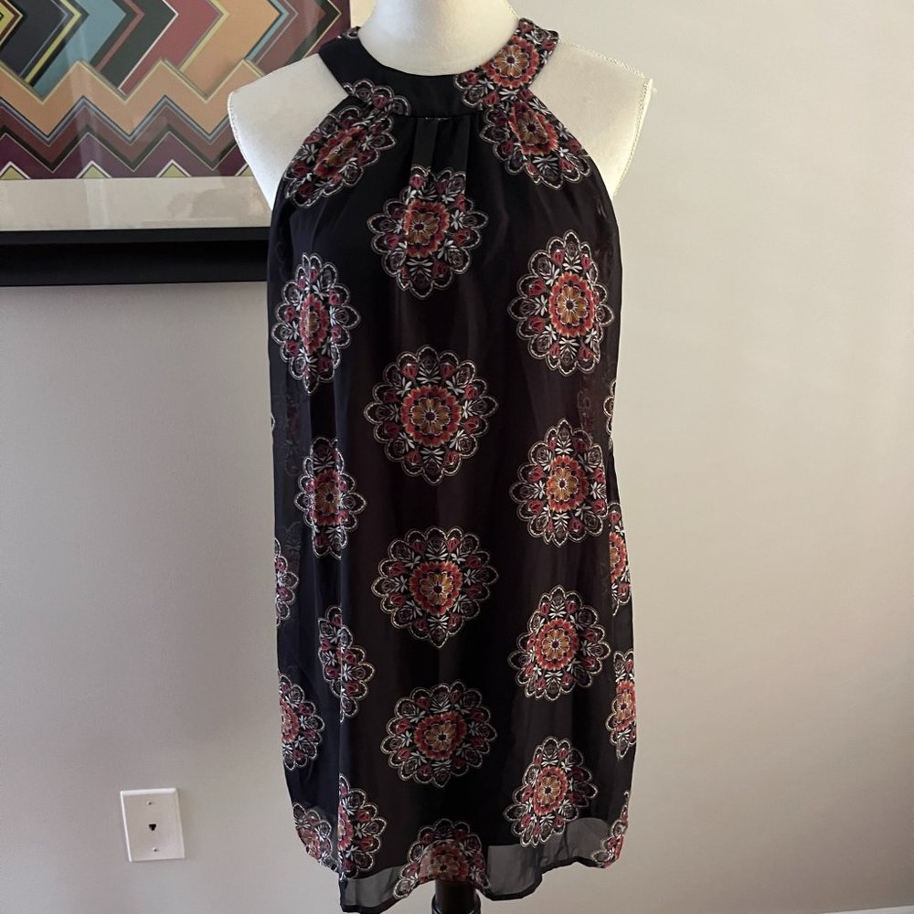 Crystal Sky Black Floral A-Line Dress S